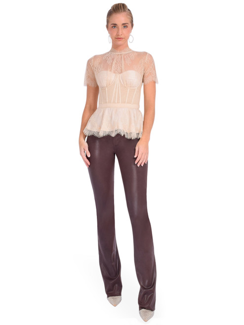 L' Agence Ruth Coated Straight-Leg Jean in Espresso Full Outfit 