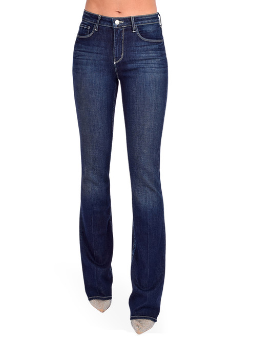 L'Agence Selma Bootcut Jean in Crest Blue Front View 