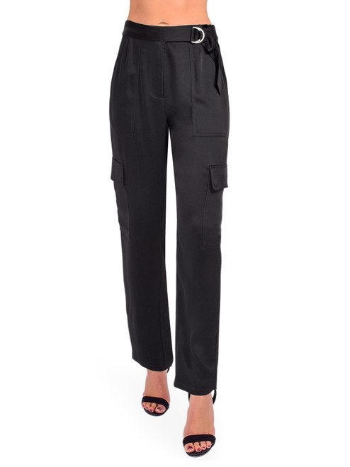 SIMKHAI Carolina Utility Pant in Black Front View 
