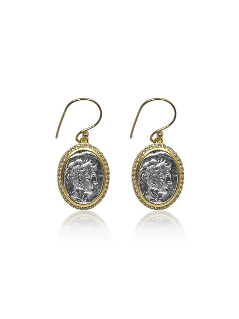 TAT 2 DESIGNS Mixed Metal Moneta Coin Earring Product Shot 

