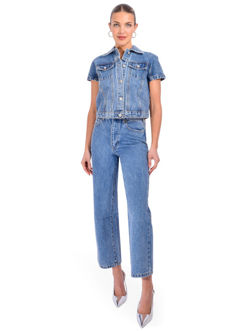 SER.O.YA Kirt Wide Leg Cropped Jean in Lakeside Full Outfit 


