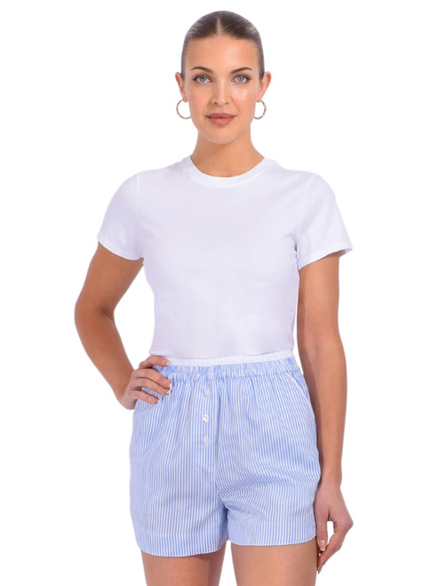 ATM Heavyweight Jersey Short Sleeve Crew Neck Tee in White Front View 