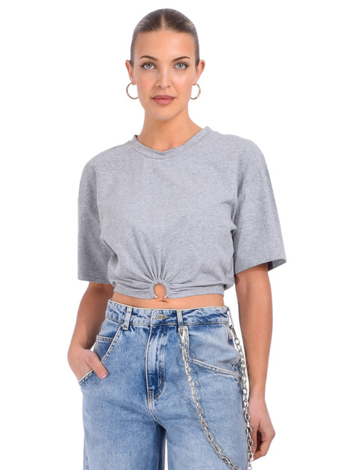LE SUPERBE Trancas Tee in Heather Gray Front View 