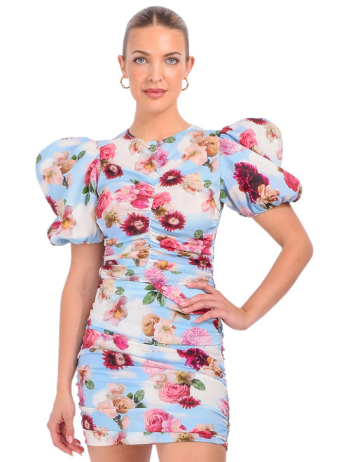 Fleur du Mal Georgette Puff Sleeve Top in Dreamy Floral Print Front View 