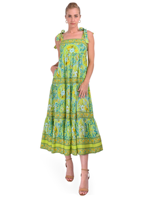 LOVE THE LABEL Brinley Dress in Tresco Floral Pistachio Front View 2