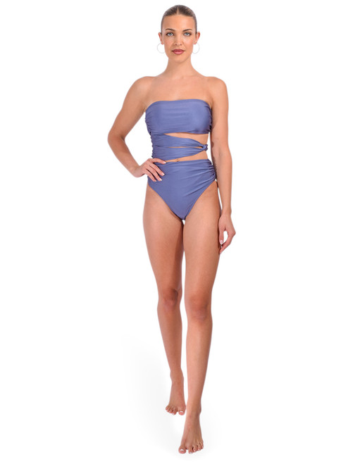 LAMARQUE Mekhi One-Piece Swimsuit in Slate Blue Front View 2