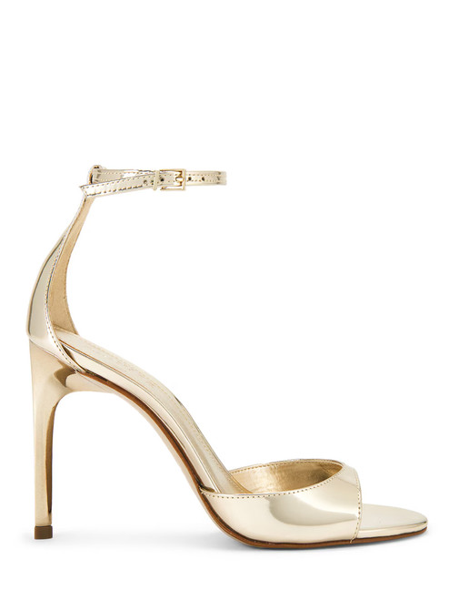SCHUTZ Scarlett Metallic Heel in Platina Side View 