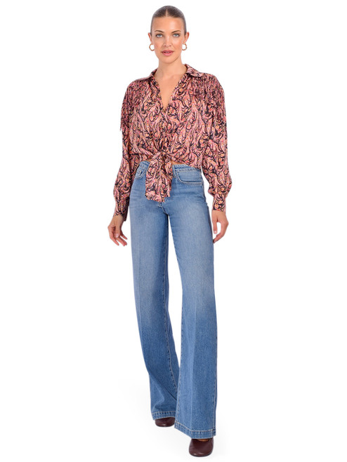 L'AGENCE Scottie Wide Leg Jean in Fargo Blue Full Outfit