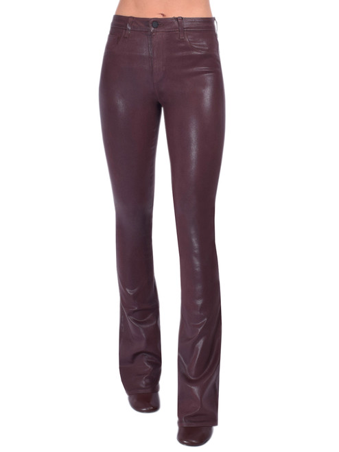 L'AGENCE Selma Coated Bootcut Jean in Chocolate Front View