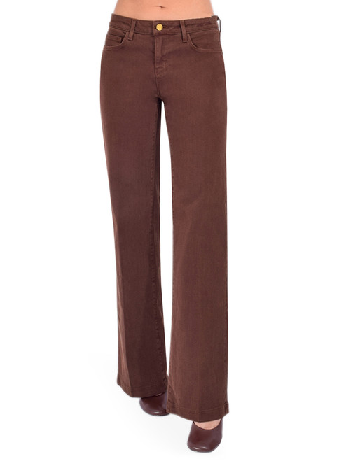 L'AGENCE Joanne Low-Rise Wide-Leg Jean in Chocolate Front View 