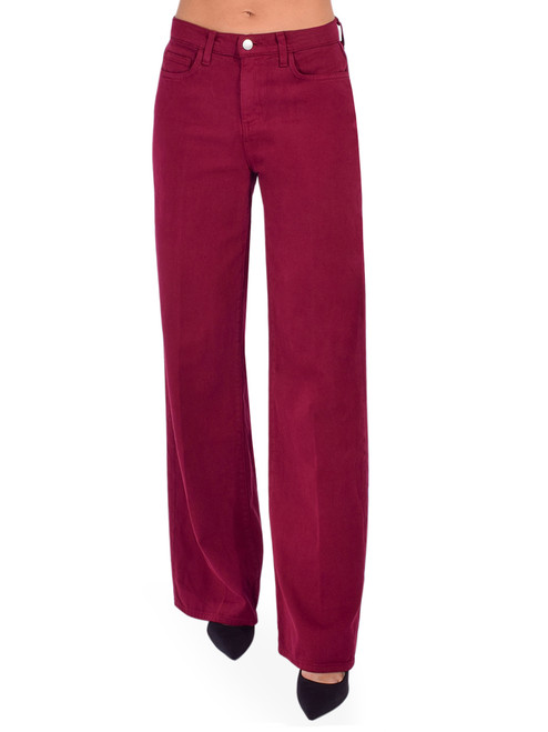 L'AGENCE Alicent Wide Leg Jean in Dark Port Front View 