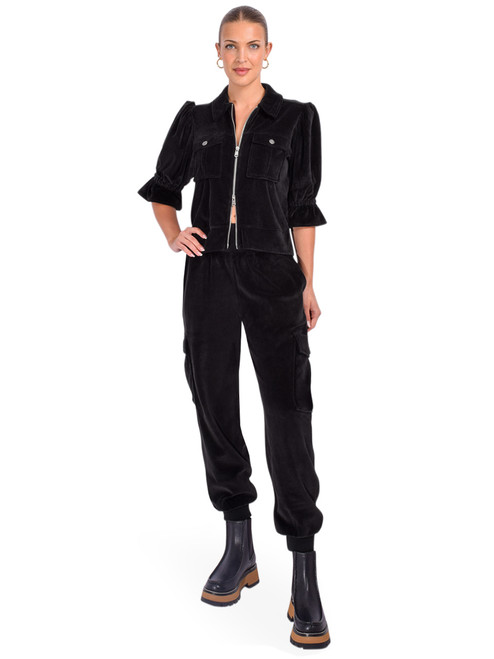 Cinq à Sept Velour Holly Jacket in Black Full Outfit 