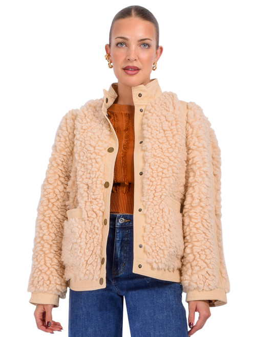 LEON & HARPER Vyvian PLN Coat in Off White Front View 