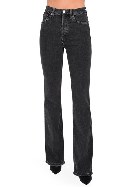 RE/DONE Comfort Stretch 70's Bootcut Jeans in Back to Black Front View 