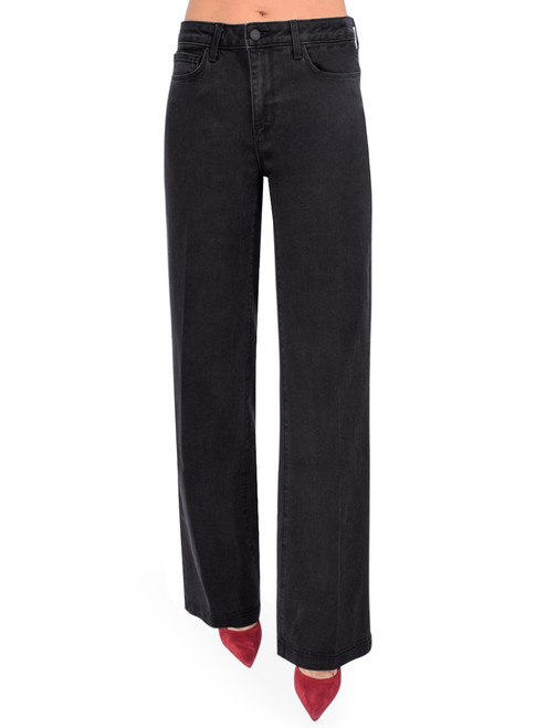 L'AGENCE Scottie Wide Leg Jean in Washed Black Front View 