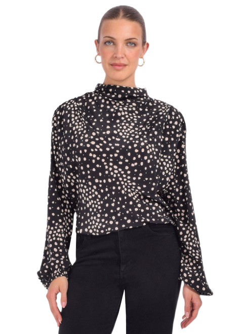BA&SH Delphine Top in Spotted Noir Front View 