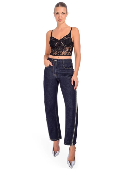 Self-Portrait Lace Corset Top in Black Full Outfit 

