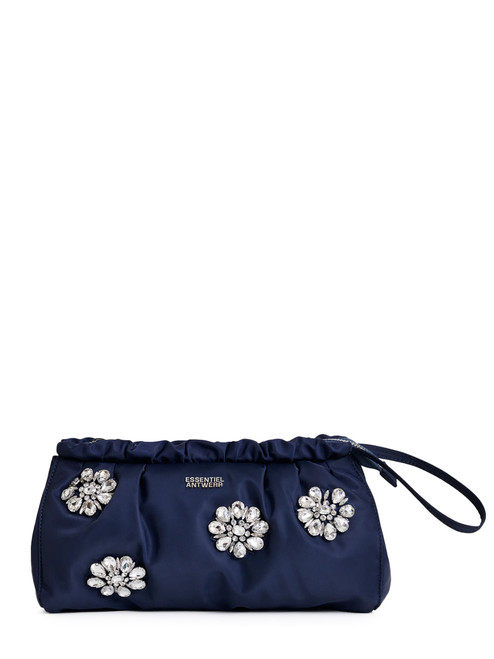 ESSENTIEL ANTWERP Jimone Embellished Pouch in Blue Front View 
