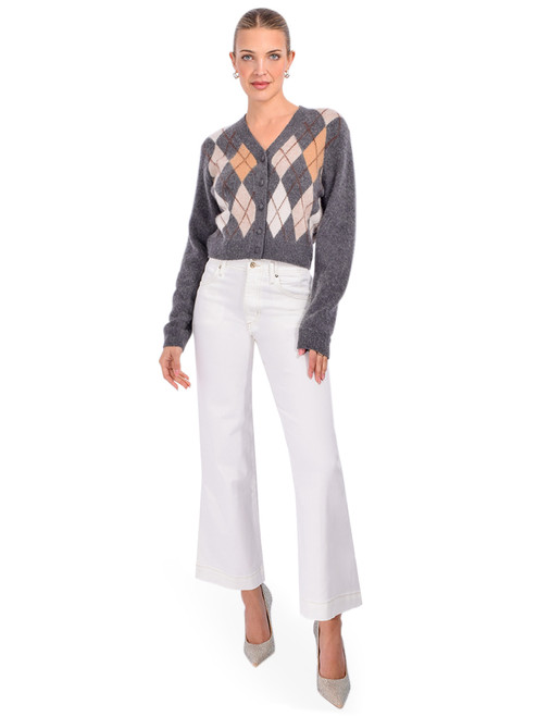 FRAME Seamed Wide Trouser Crop Jean in White Product Shot 