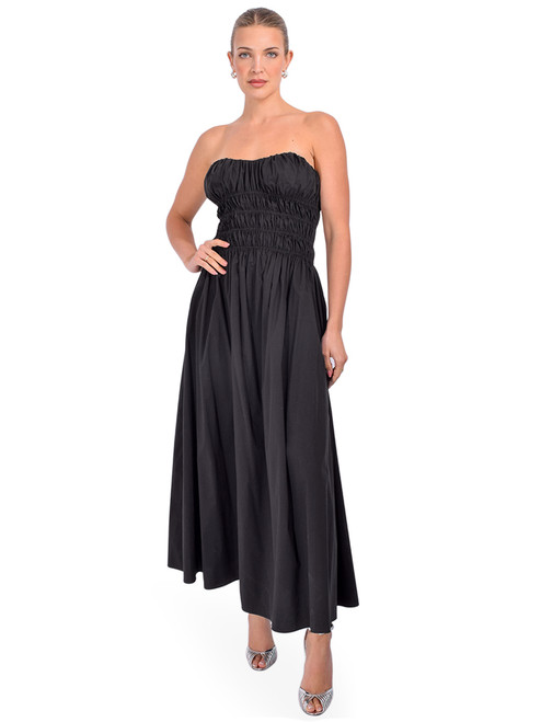 CAROLINE CONSTAS Ivette Dress in Black Front View 2