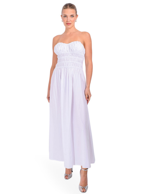 CAROLINE CONSTAS Ivette Dress in White Front View 1