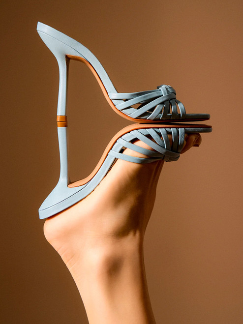 SCHUTZ Tara Mule in Light Azure on Model 