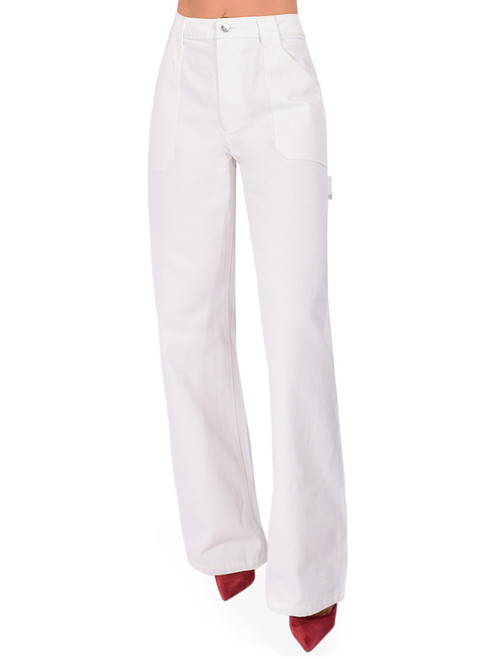 SER.O.YA Angelique Denim Pant in White Front View 