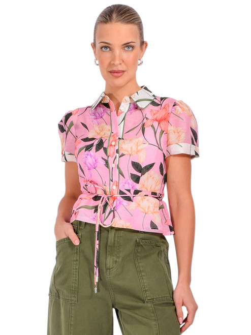 CHRISTY LYNN Dorothy Top in Pink Multi Jardin Front View 