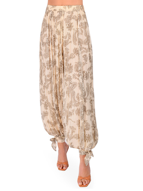 HEMANT & NANDITA Dani Harem Pants in Ivory Multi Front View 
