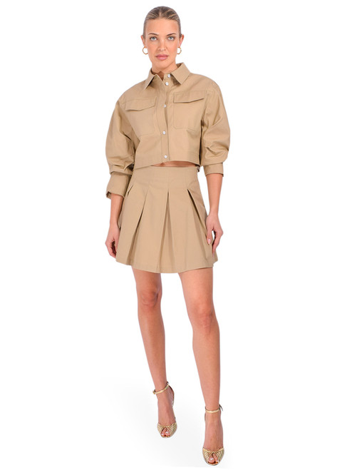 SANS FAFF Fete Mini Skirt in Camel Full Outfit 