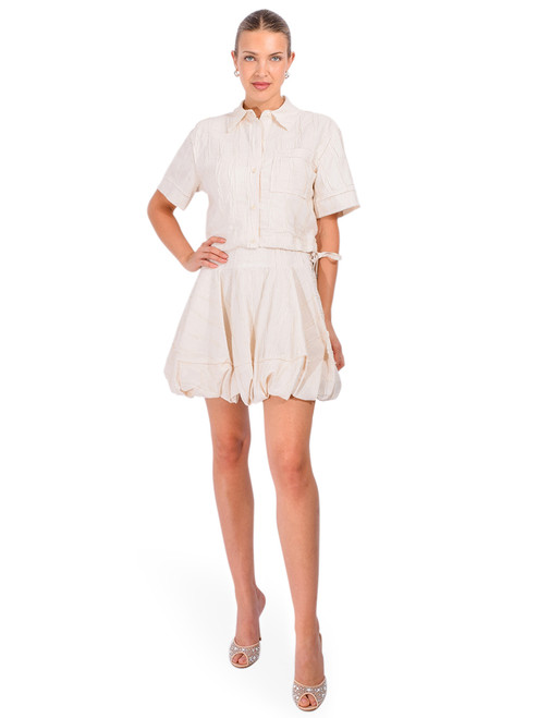 SIMKHAI Ryland Camp Shirt in White Multi Full Outfit 