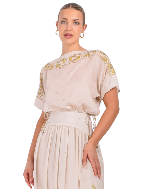 Sabina Musayev Aura Top in Off-White Front View 