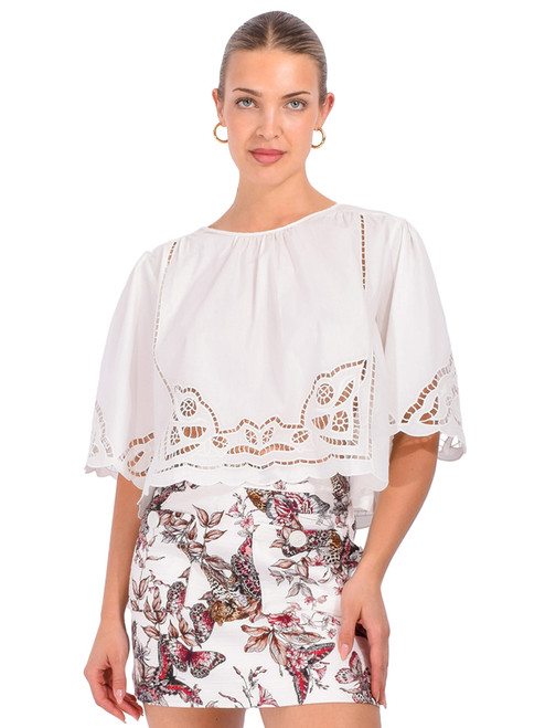 LOUISE MISHA Louvia Blouse in White Front View 
