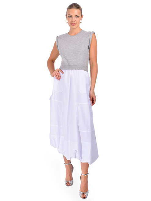 CINQ À SEPT Parker Dress in Gray/White Front View 2