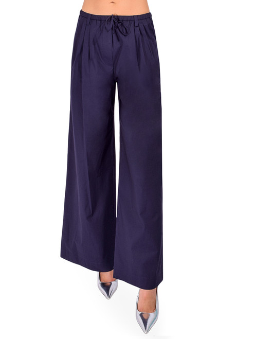 3.1 PHILLIP LIM Structured Cotton Pull On Pants in Midnight Front View 