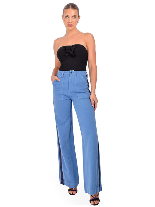 LE SUPERBE Everyday Brenda Tux Pant in New Blue Full Outfit 

