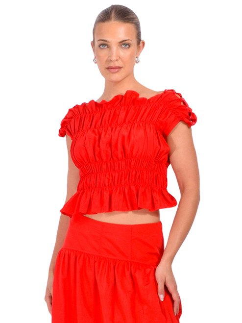 CINQ À SEPT Evalina Top in Red Front View 