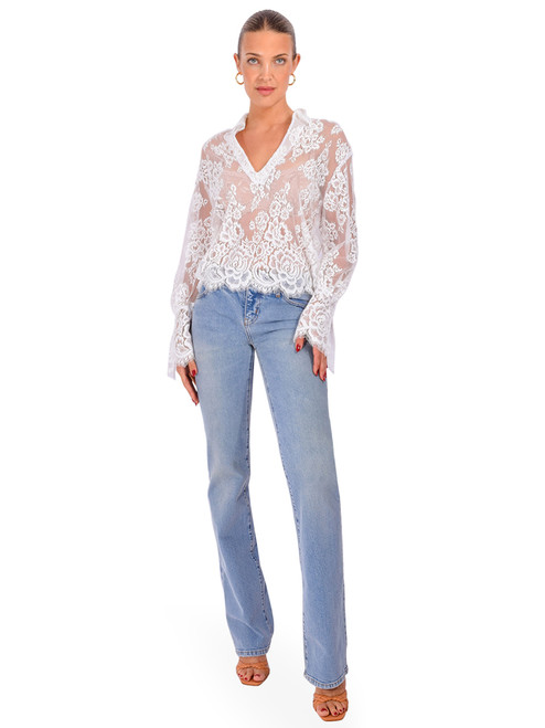 CISSA The Victorian Blouse in White Raschel Lace Full Outfit 