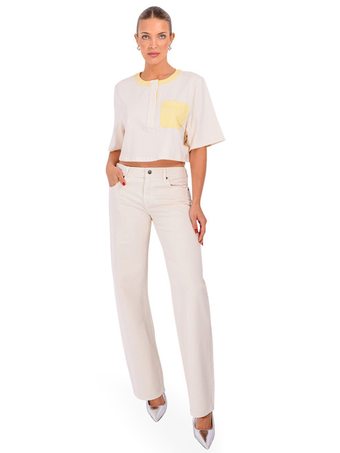 FRAME The Bodega Tee in Lemon Multi Full Outfit 
