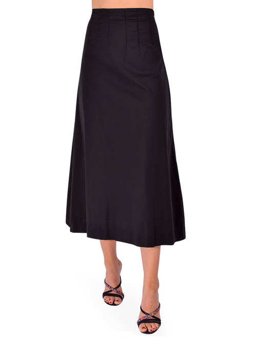 PRIME OF LIME Corina Midi Skirt in Black Front View 