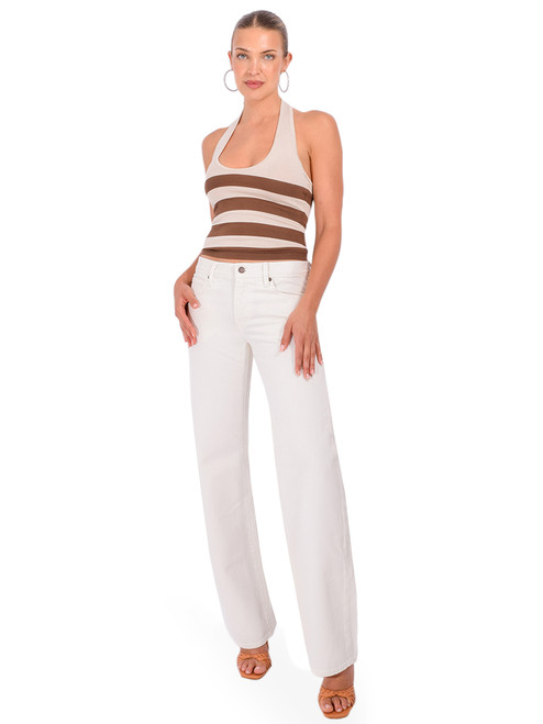 SER.O.YA Amira Knit Tank in Brown Stripe Full Outfit 
