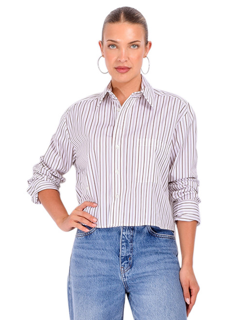 FRAME The Shorty Shirt in Stripe Multi Front View 