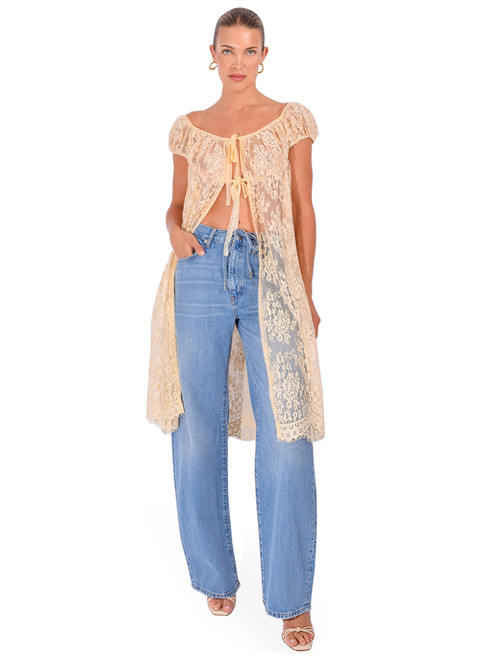 FRAME Off-Duty Drawstring Bow in Afterglow Full Outfit 