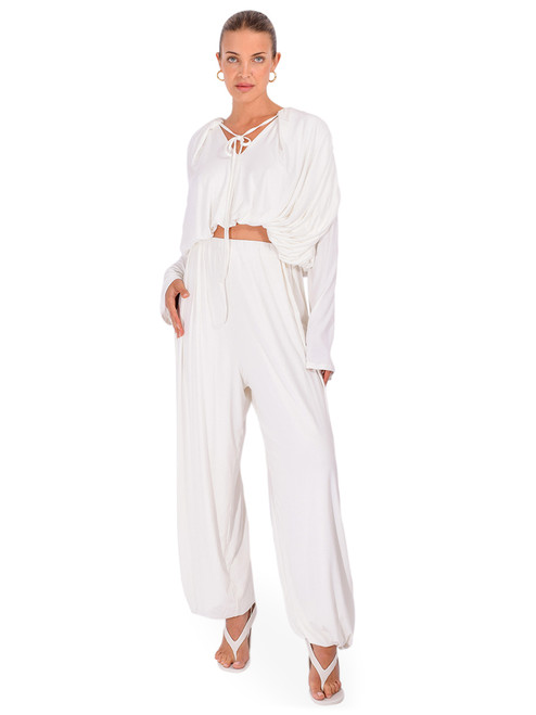 PARIS GEORGIA Olive Pant in White Full Outfit 