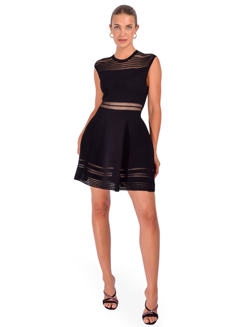 SIMKHAI Esri Knit Mini Dress in Black Front View 1