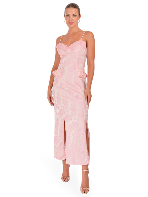 ANNA SUI Damask Rose Slip Dress in Blush Front View 1