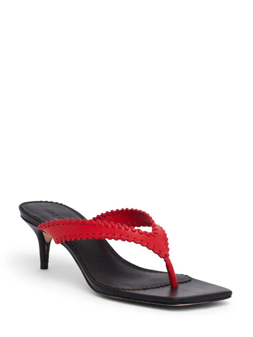CINQ À SEPT Frankie Kitten Heel Sandal in Red/Black Front Side View