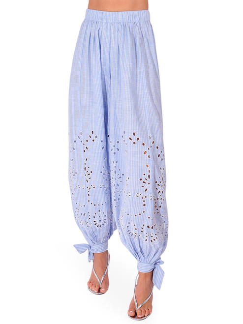 HEMANT & NANDITA Dhara Harem Pants in Blue Front View 