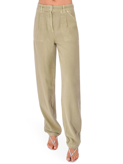 BA&SH Raja Pants in Green Front View 