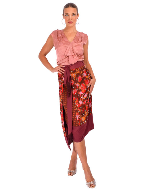 3.1 PHILLIP LIM Desert Floral Draped Wrap Skirt in Rust Full Outfit 